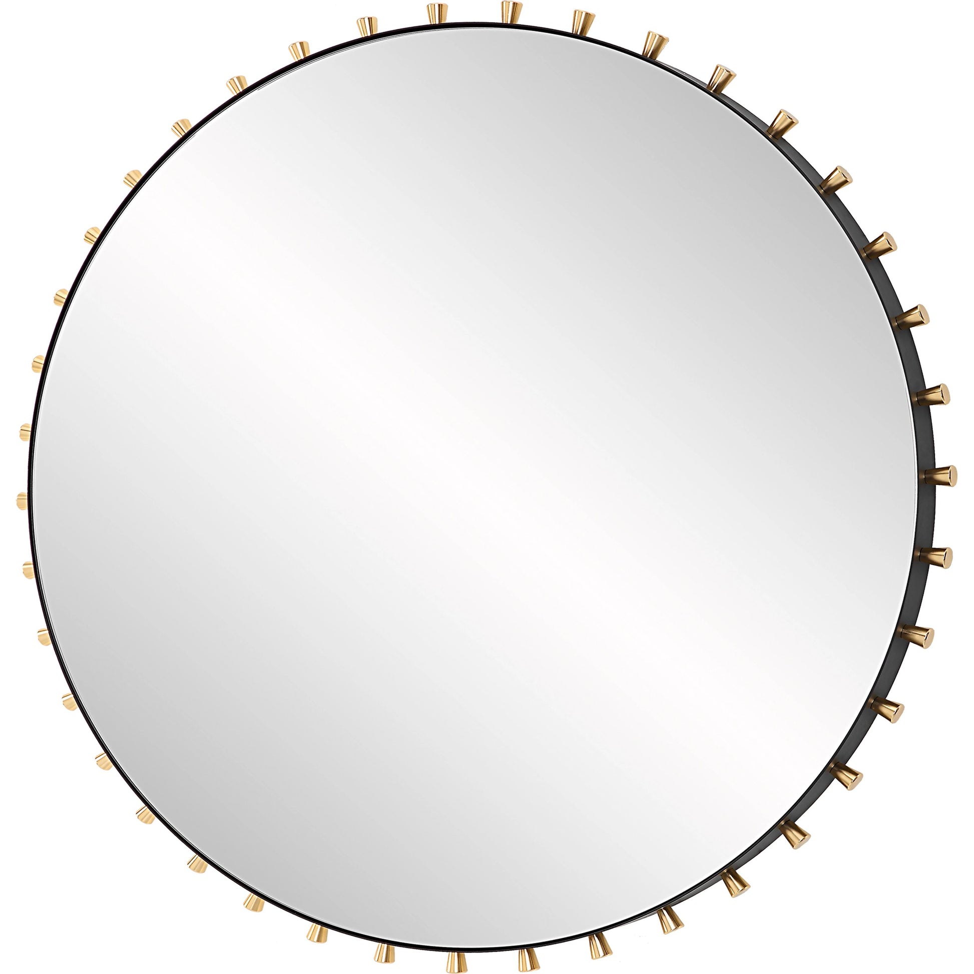 Cosmopolitan Round Mirror by Uttermost in brass. Made from iron, mirror, mdf, aluminium alloy in a modern style.