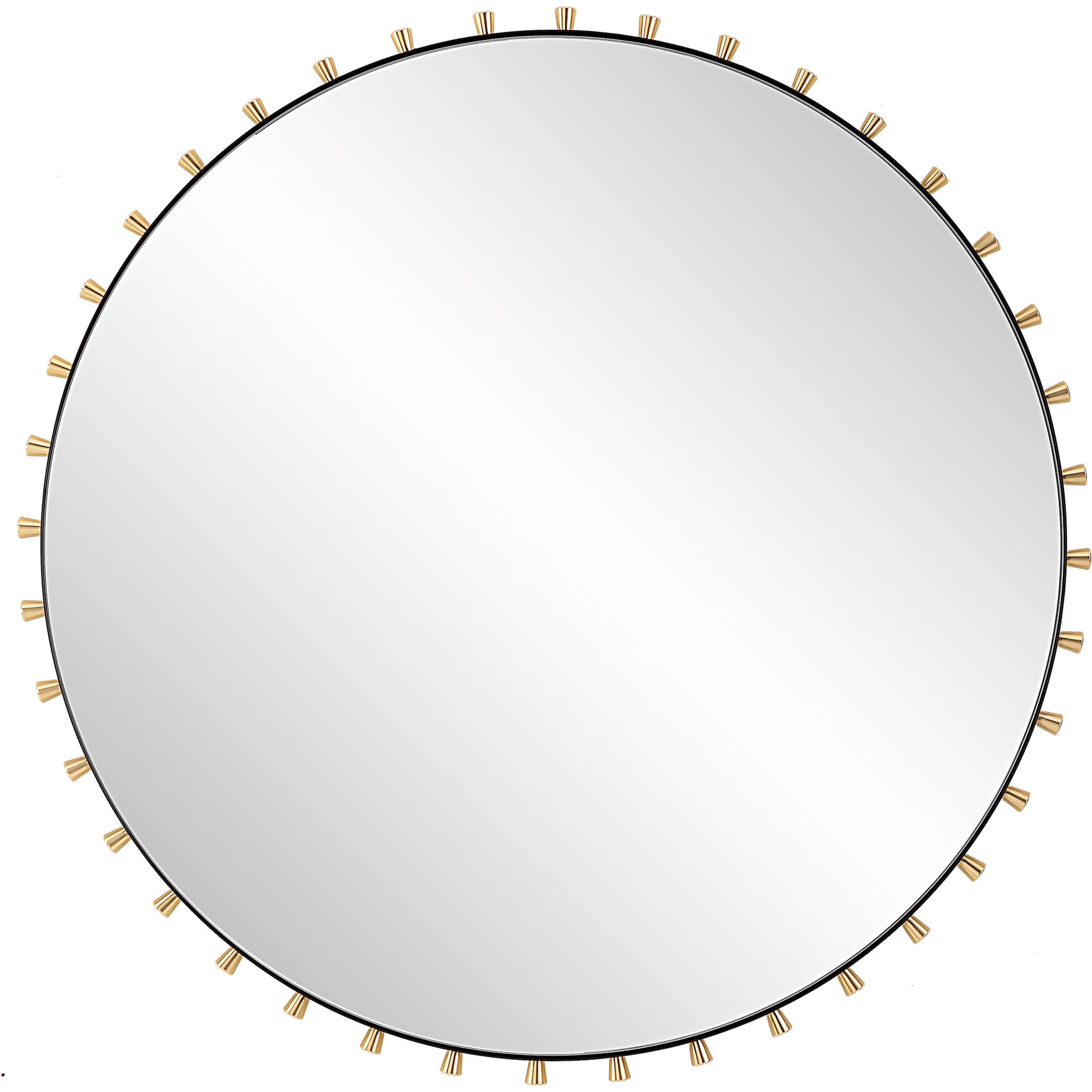 Cosmopolitan Round Mirror by Uttermost in brass. Made from iron, mirror, mdf, aluminium alloy in a modern style.