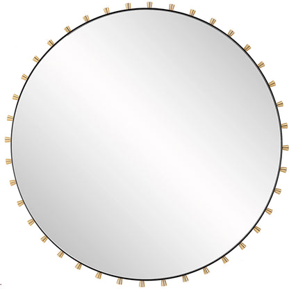 Cosmopolitan Round Mirror by Uttermost in brass. Made from iron, mirror, mdf, aluminium alloy in a modern style.