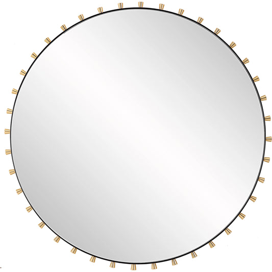 Cosmopolitan Round Mirror by Uttermost in brass. Made from iron, mirror, mdf, aluminium alloy in a modern style.
