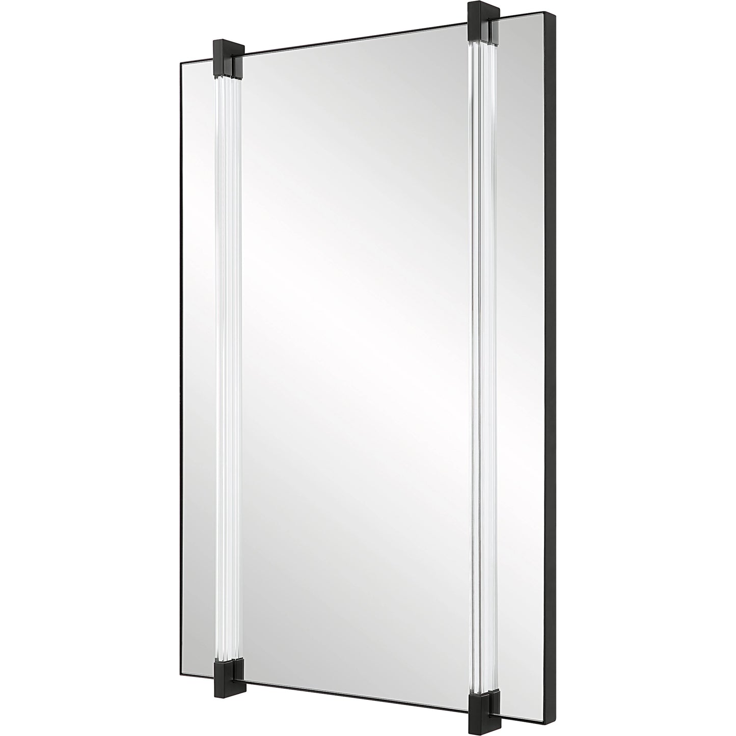 005 SI-2108088 | Closeup | Ladonna Rods Mirror by Uttermost in matte black. Made from mirror, mdf, iron, acrylic in a modern style.