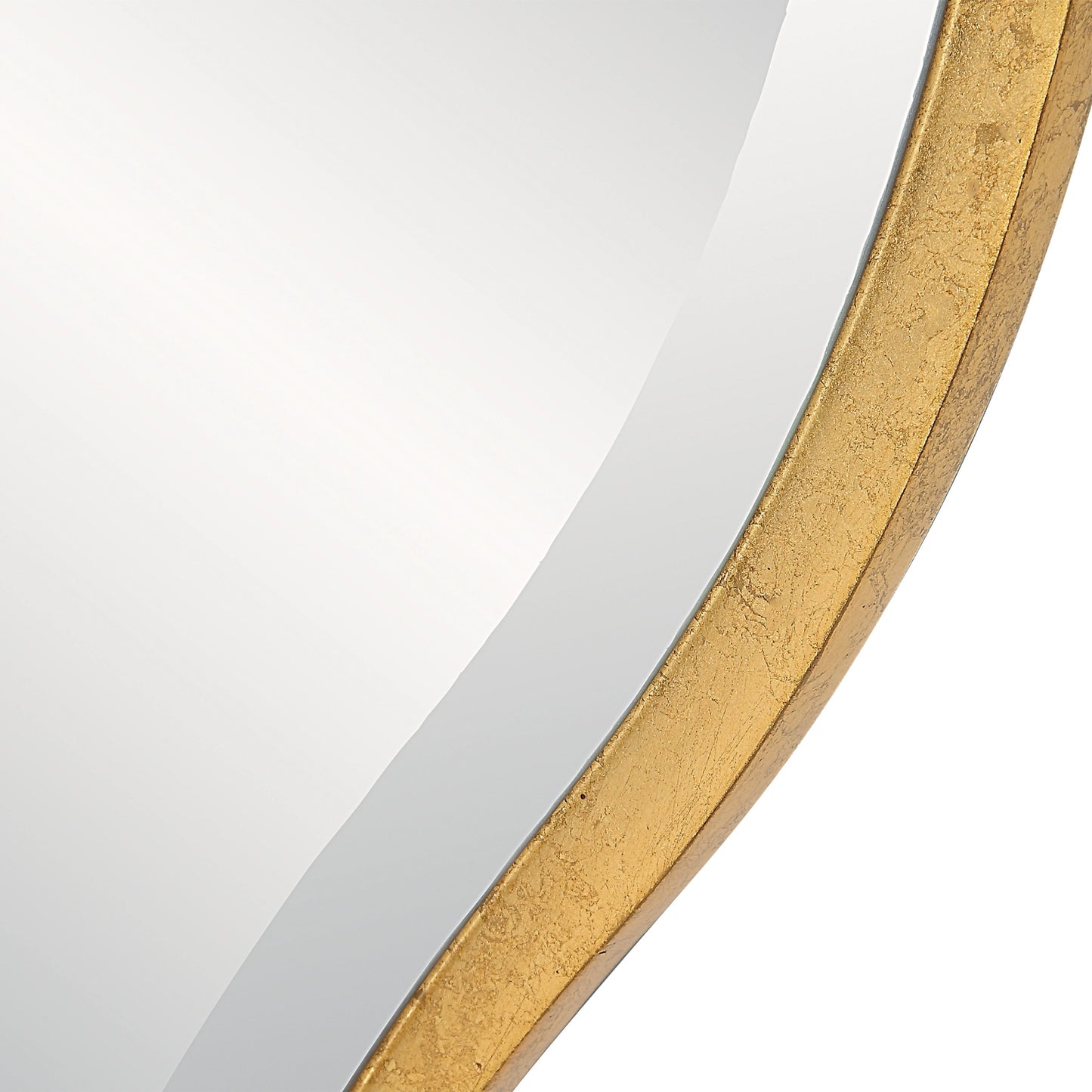 002 SI-2108093 | Closeup | Aneta Round Mirror by Uttermost in gold. Made from mdf, mirror in a modern style.