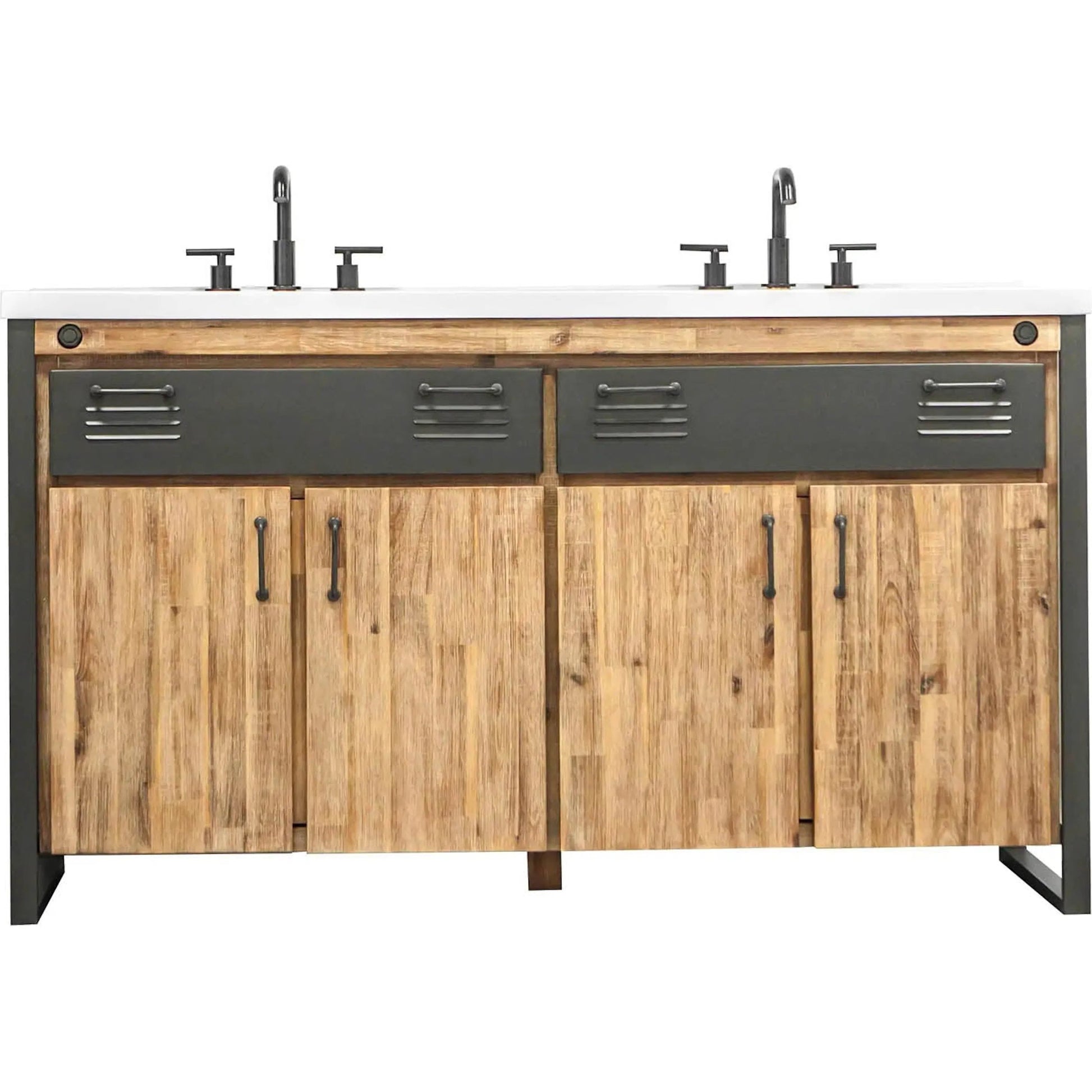 Irondale Vanity 61" Solid Acacia Wood and Metal with White Basin by LH Imports in brown, black. Made from unique in a modern style.