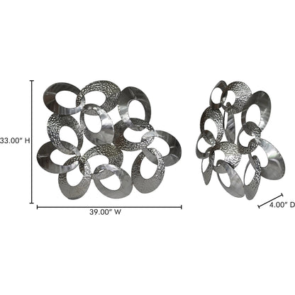 Looped Metal Wall Decor by Moe's Home Collection in silver. Made from stainless steel in a modern style.