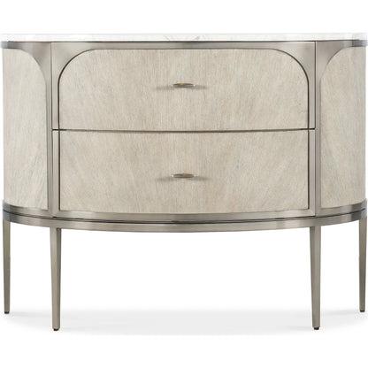 Modern Mood Two Drawer Nightstand by Hooker Furniture. Made from oak veneers, metal, marble in a modern style.