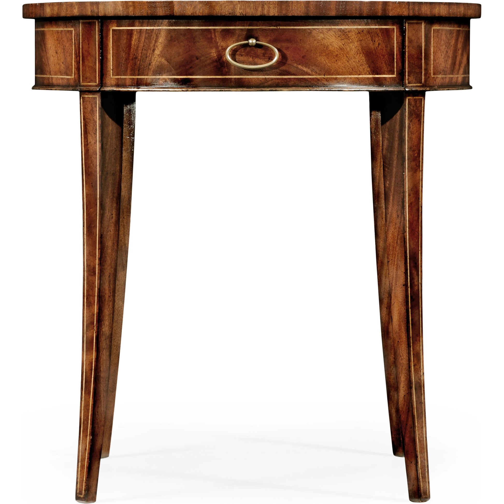 Buckingham Round Mahogany Side Table by Jonathan Charles in brown and light antique mahogany. Made from acacia in a traditional style.
