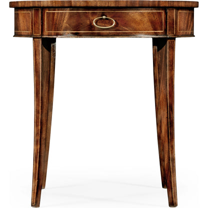Buckingham Round Mahogany Side Table by Jonathan Charles in brown and light antique mahogany. Made from acacia in a traditional style.