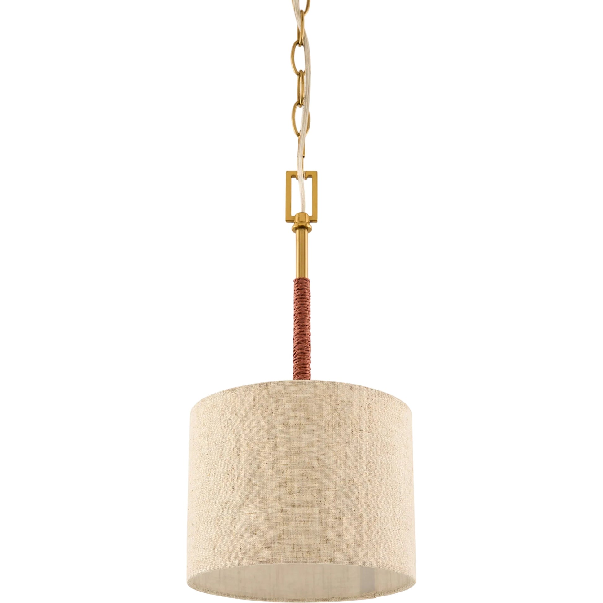 Majen Pendant by Surya in metallic brass, gray, translucent. Made from iron, linen in a eclectic & global style.