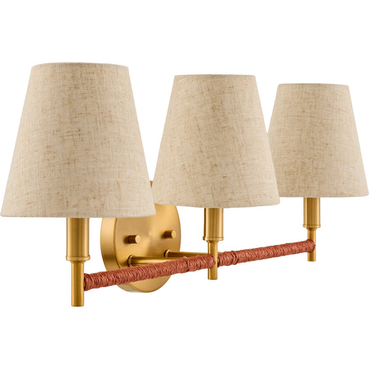 Majen 3-Light Wall Sconce by Surya in metallic brass. Made from iron, linen in a eclectic & global style.