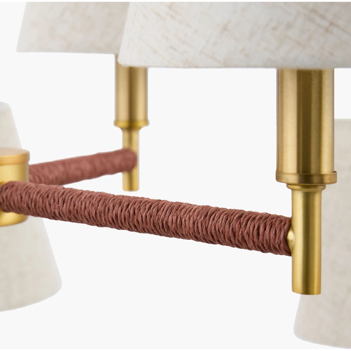 002 SI-2459098 | Closeup | Majen 9-Light Chandelier by Surya in metallic brass, gray, translucent. Made from iron, linen in a eclectic & global style.