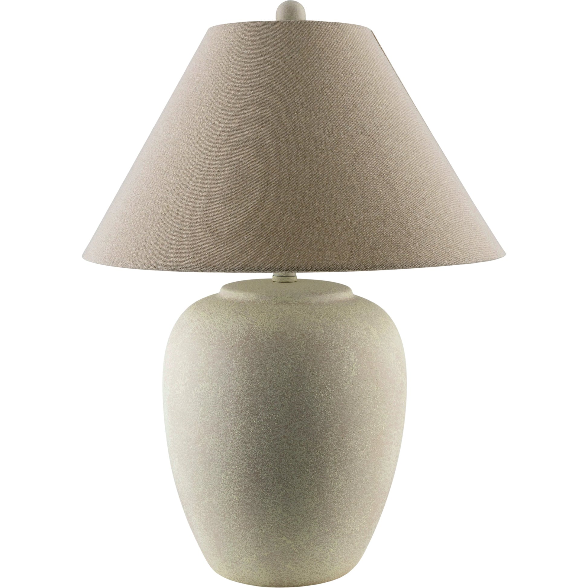 Mijas Table Lamp - 532380 by Livabliss in body: white, shade (outside): beige, shade (inside): white, finial: white, harp: metallic - brass, cord: black and antiquedpainted. Made from ceramic, linen, polystyrene, iron in a m