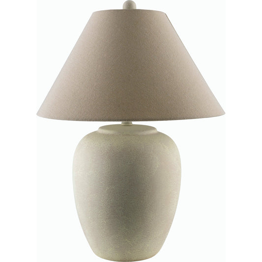 Mijas Table Lamp - 532380 by Livabliss in body: white, shade (outside): beige, shade (inside): white, finial: white, harp: metallic - brass, cord: black and antiquedpainted. Made from ceramic, linen, polystyrene, iron in a m