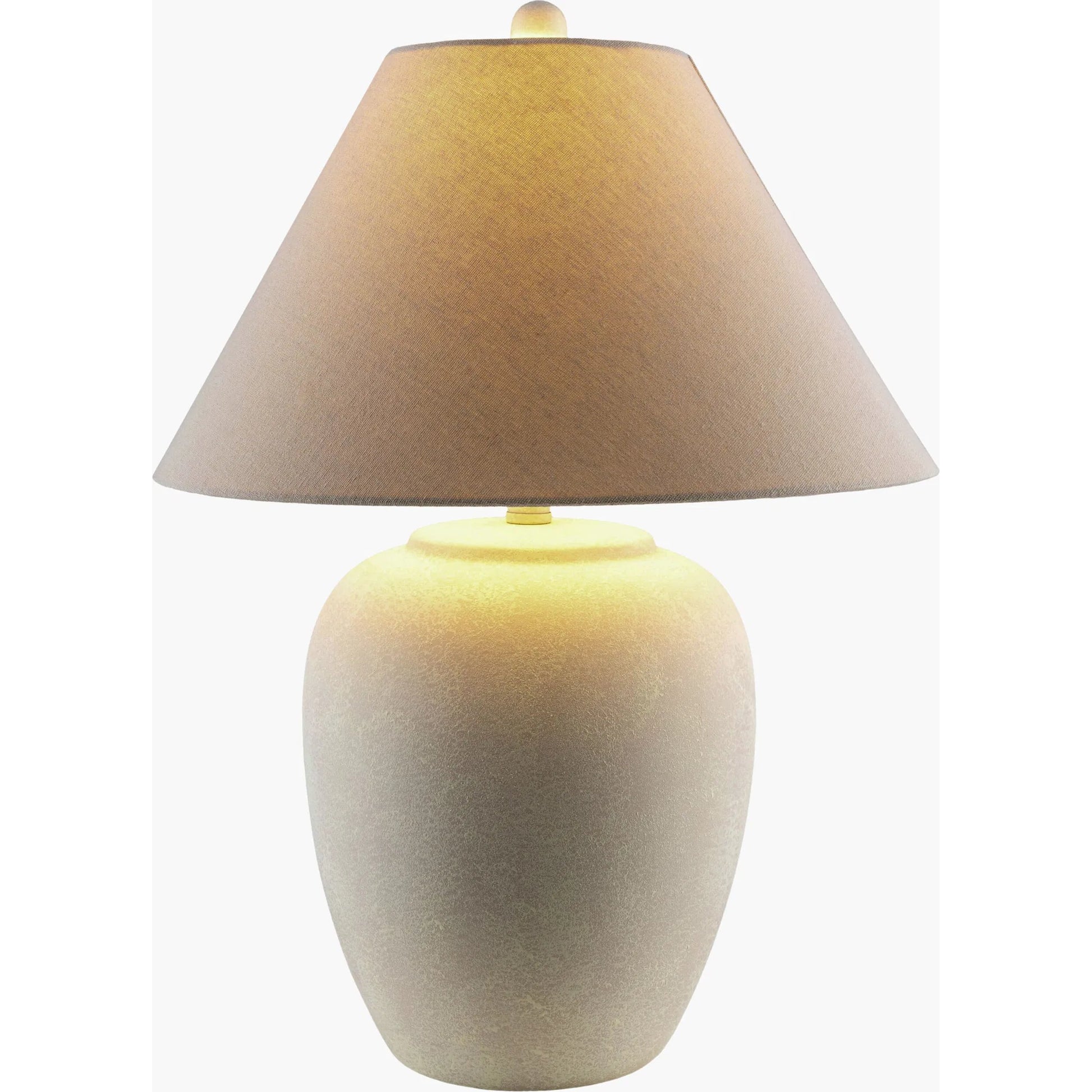 Mijas Table Lamp - 532380 by Livabliss in body: white, shade (outside): beige, shade (inside): white, finial: white, harp: metallic - brass, cord: black and antiquedpainted. Made from ceramic, linen, polystyrene, iron in a modern