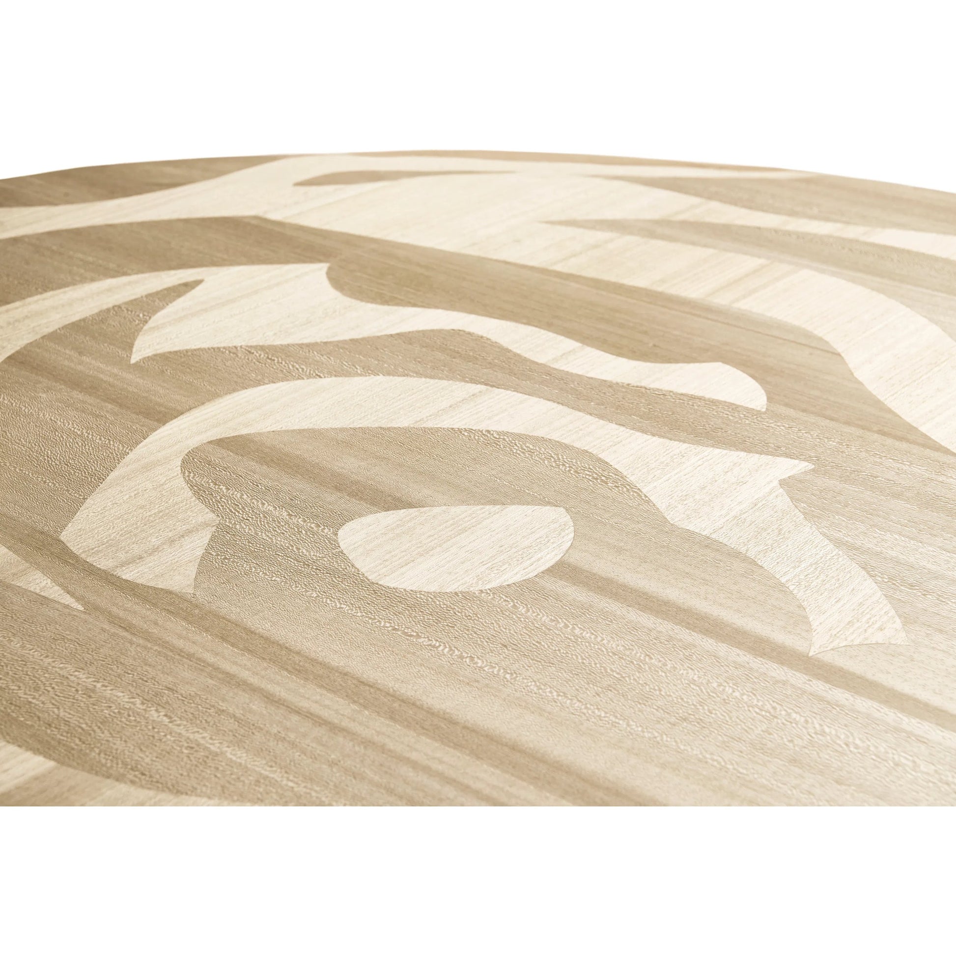 Tidepool Round Dining Table by Jonathan Charles in beige and natural dyed koto. Made from koto veneer in a modern style.