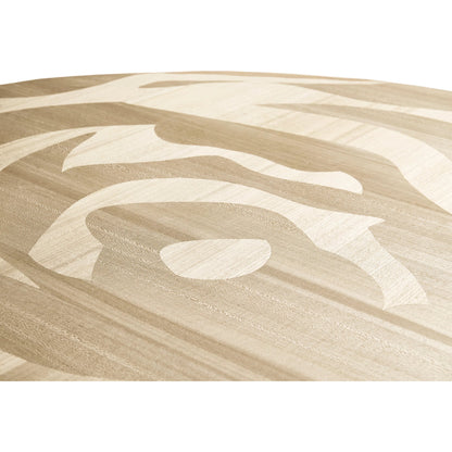 Tidepool Round Dining Table by Jonathan Charles in beige and natural dyed koto. Made from koto veneer in a modern style.