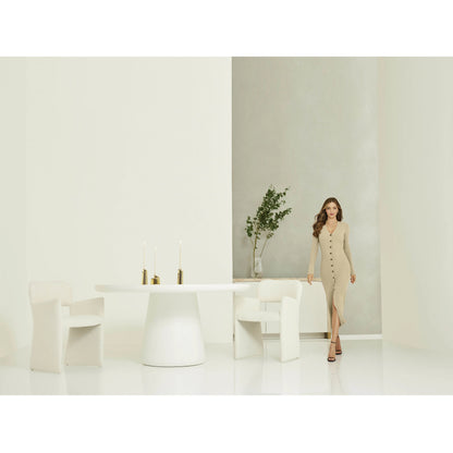 Tranquility Morel Arm Chair by Miranda Kerr Home in canberra ivory and canberra ivory. Made from 97% polyester, 3% acrylic in a modern style.