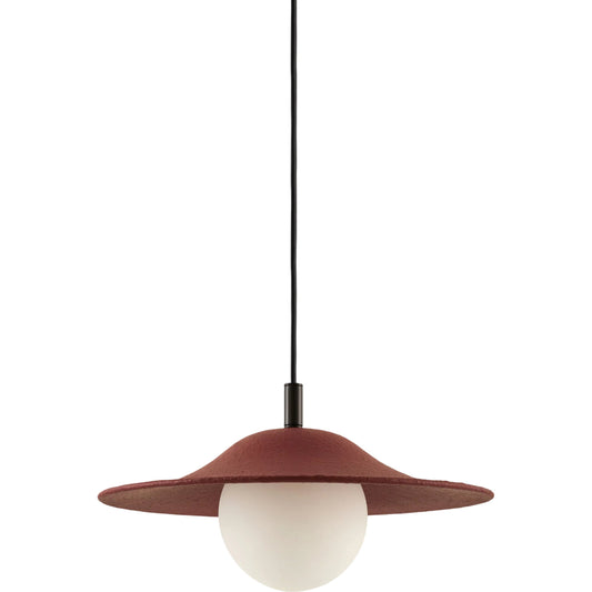 Makebon Pendant by Surya in orange, black, white and painted, colored. Made from iron, glass in a unique style.