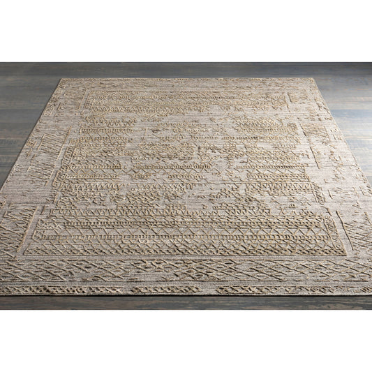 Makalu Rug - 24191 by Surya in medium gray, dusty sage, brown, black. Made from 70% viscose, 30% wool in a unique style.