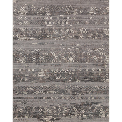 Makalu MKL-2302 Rug by Surya in pale blue, medium gray, dusty sage, light gray, tan. Made from 70% viscose, 30% wool in a unique style.