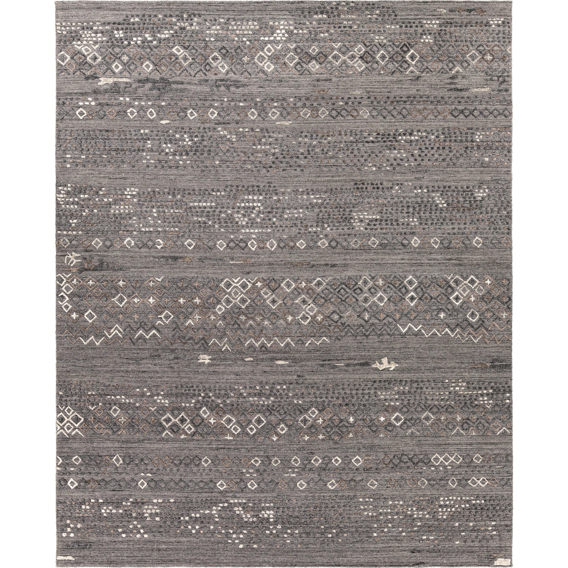 Makalu MKL-2302 Rug by Surya in pale blue, medium gray, dusty sage, light gray, tan. Made from 70% viscose, 30% wool in a unique style.