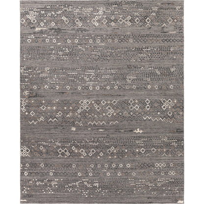 Makalu MKL-2302 Rug by Surya in pale blue, medium gray, dusty sage, light gray, tan. Made from 70% viscose, 30% wool in a unique style.