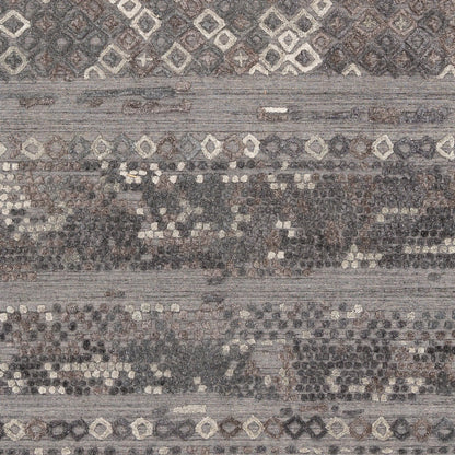 Makalu MKL-2302 Rug by Surya in pale blue, medium gray, dusty sage, light gray, tan. Made from 70% viscose, 30% wool in a unique style.