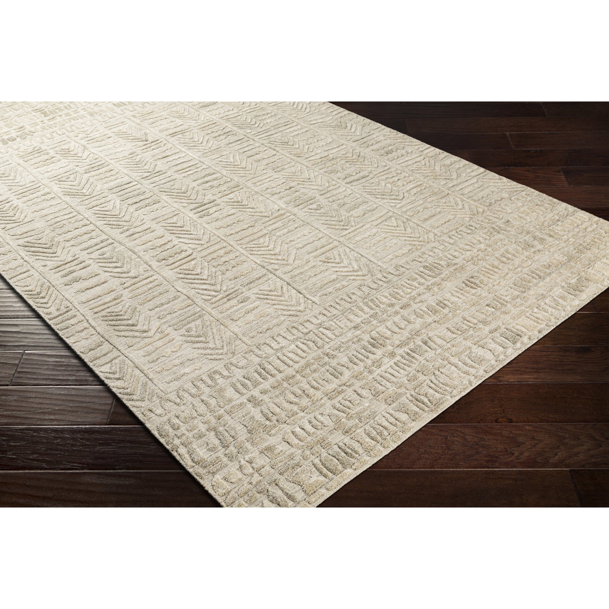 Makalu MKL-2304 Rug by Surya in taupe, dusty sage, oatmeal, sage. Made from 70% viscose, 30% wool in a unique style.