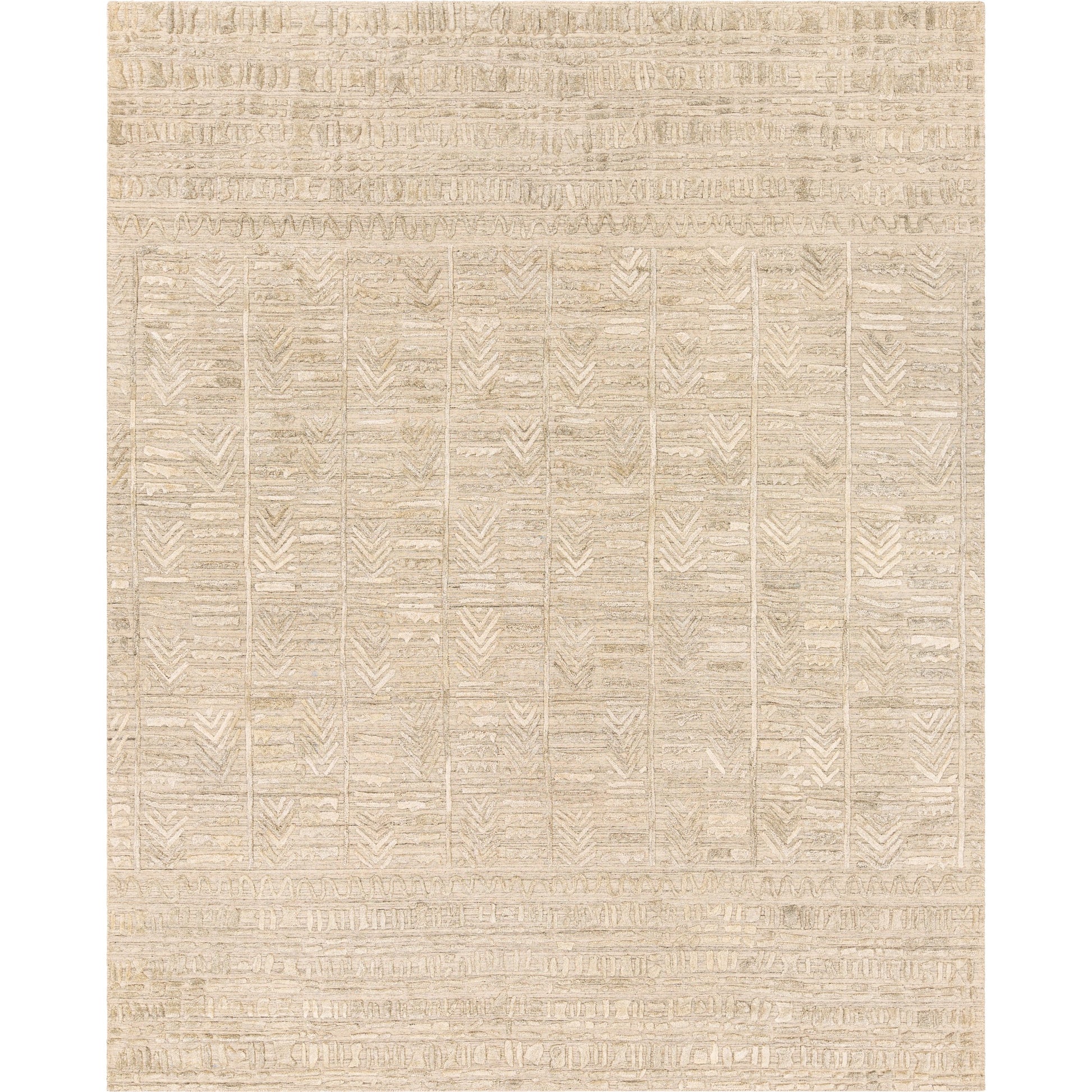 Makalu MKL-2304 Rug by Surya in taupe, dusty sage, oatmeal, sage. Made from 70% viscose, 30% wool in a unique style.