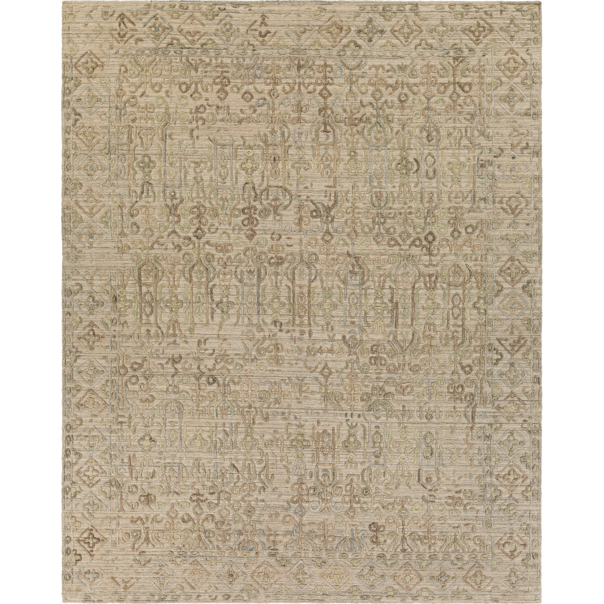 Makalu MKL-2305 Rug by Surya in light sage, light slate, oatmeal, beige, dusty sage, charcoal. Made from 70% viscose, 30% wool in a unique style.
