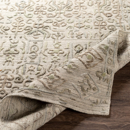 Makalu MKL-2305 Rug by Surya in light sage, light slate, oatmeal, beige, dusty sage, charcoal. Made from 70% viscose, 30% wool in a unique style.