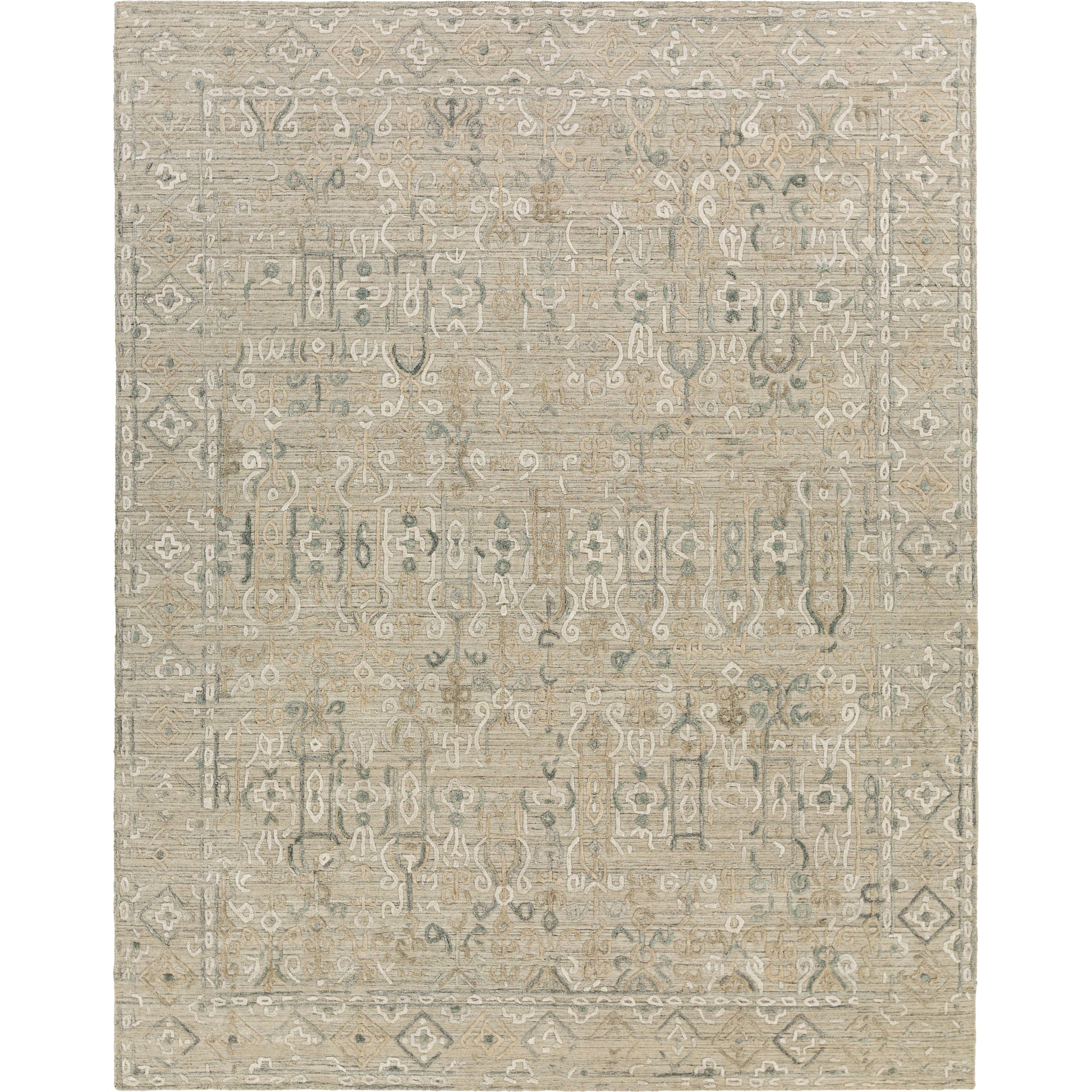 Makalu MKL-2305 Rug by Surya in light sage, light slate, oatmeal, beige, dusty sage, charcoal. Made from 70% viscose, 30% wool in a unique style.