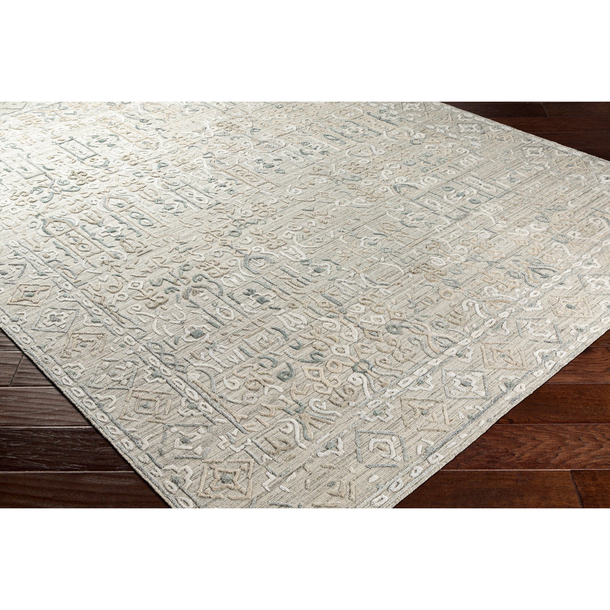 Makalu MKL-2305 Rug by Surya in light sage, light slate, oatmeal, beige, dusty sage, charcoal. Made from 70% viscose, 30% wool in a unique style.
