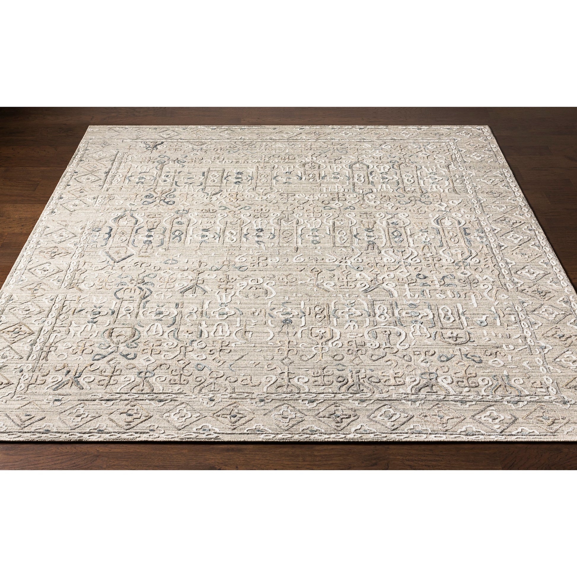 Makalu MKL-2305 Rug by Surya in light sage, light slate, oatmeal, beige, dusty sage, charcoal. Made from 70% viscose, 30% wool in a unique style.
