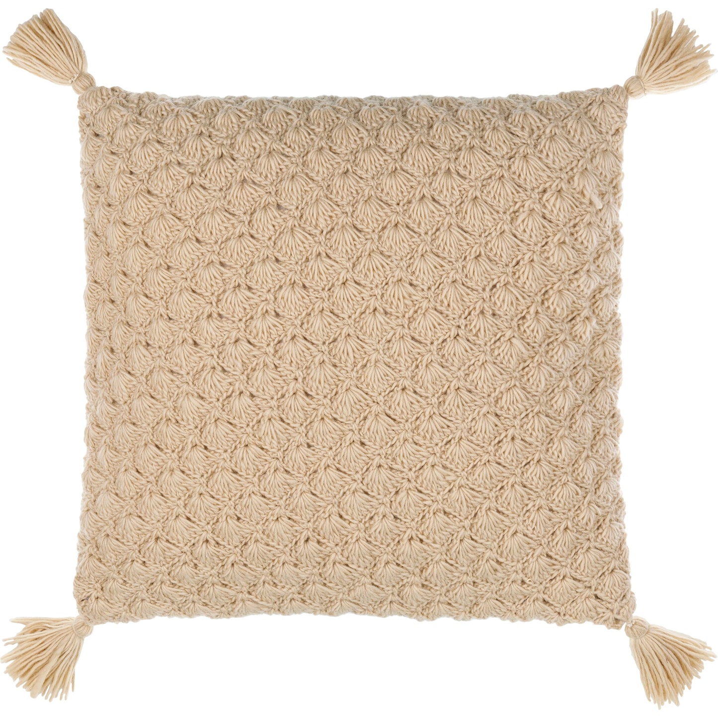 004 SI-1922371,SI-1922372,SI-1922373,SI-1922374,SI-1922375,SI-1922376 | Primary Silo | Makrome Pillow - 17884 by Surya. Made from front: 100% wool, back: 100% cotton in a transitional style.