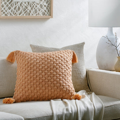 Makrome Pillow - 17884 by Surya. Made from front: 100% wool, back: 100% cotton in a transitional style.