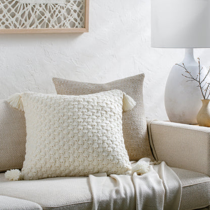 Makrome Pillow - 17884 by Surya. Made from front: 100% wool, back: 100% cotton in a transitional style.