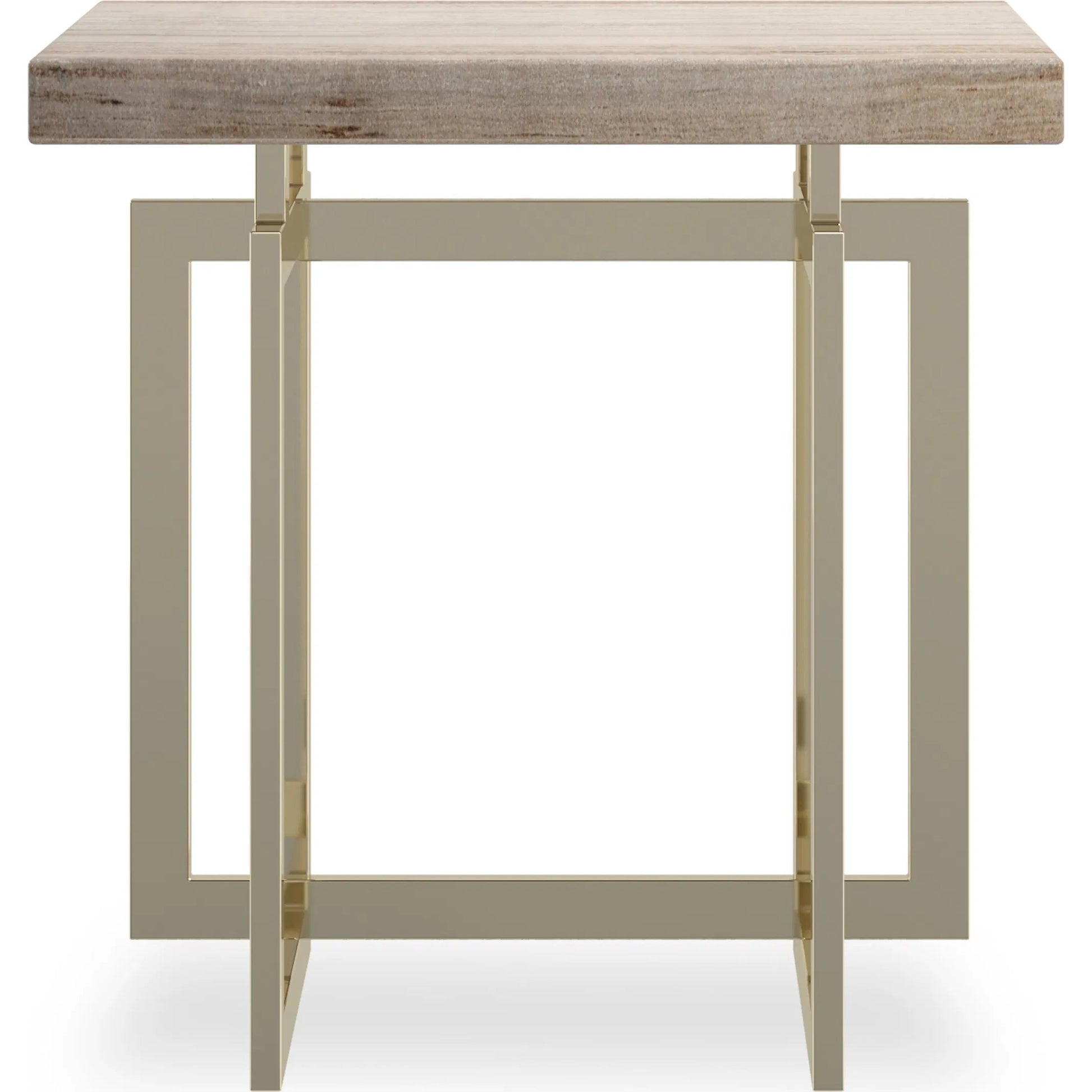 Wish You Were Here End Table by Caracole in sandstone, whisper of gold. Made from metal, stone in a unique style.