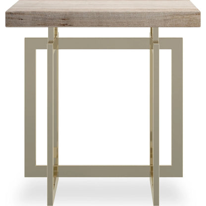 Wish You Were Here End Table by Caracole in sandstone, whisper of gold. Made from metal, stone in a unique style.