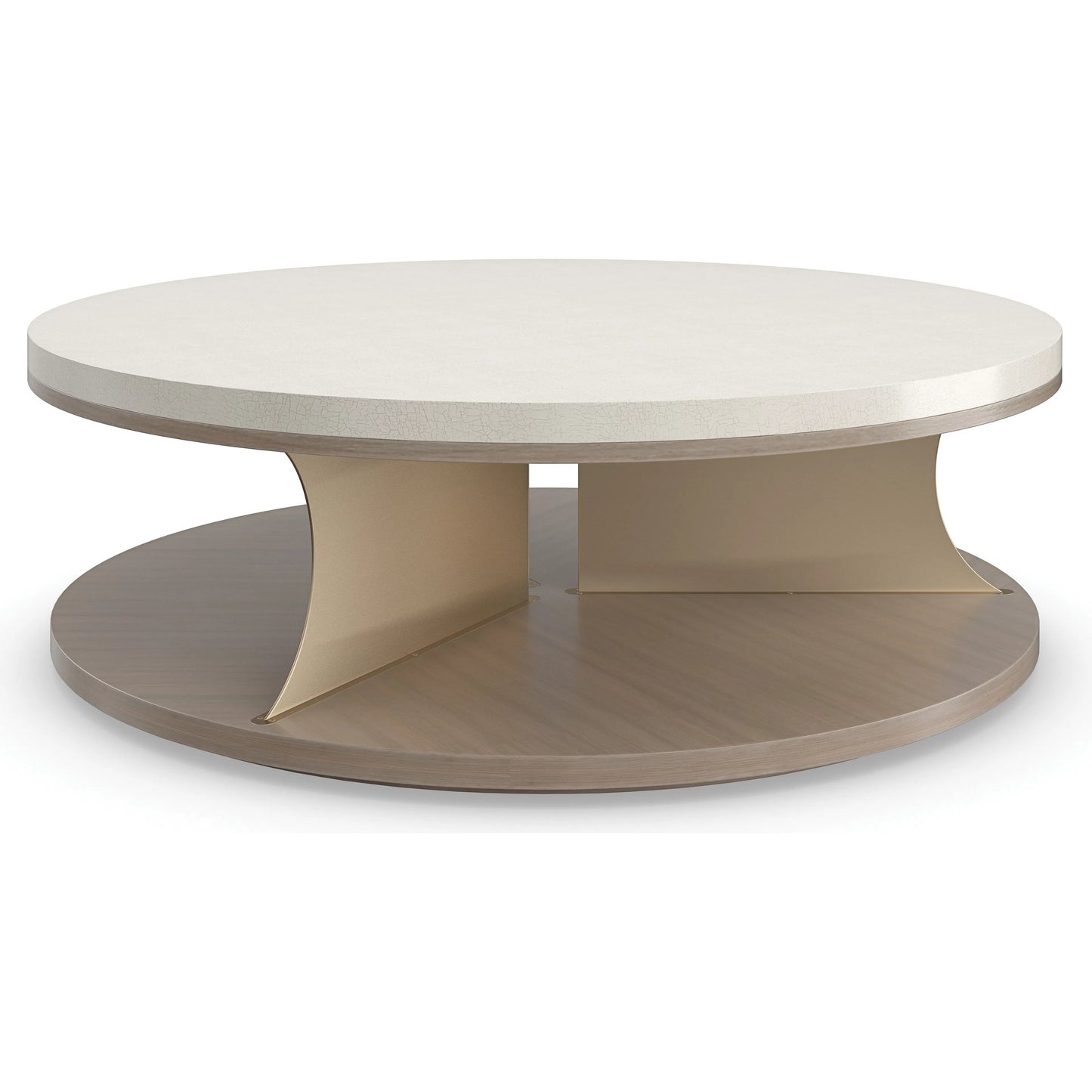 003 SI-2162895 | Primary Silo | Braces Cocktail Table by Caracole in ivory, gold and ivory craze, dry martini, brushed gold. Made from poplar, koto in a transitional style.