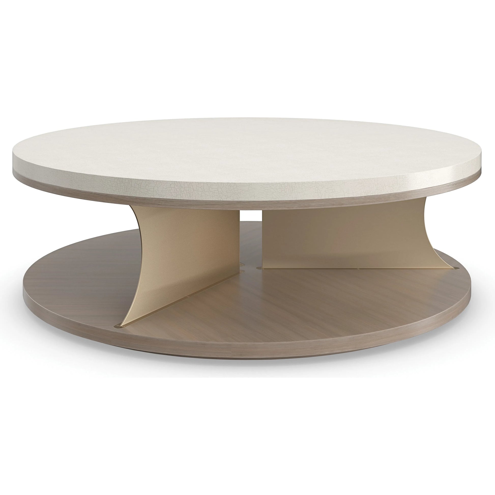 Braces Cocktail Table by Caracole in ivory, gold and ivory craze, dry martini, brushed gold. Made from poplar, koto in a transitional style.