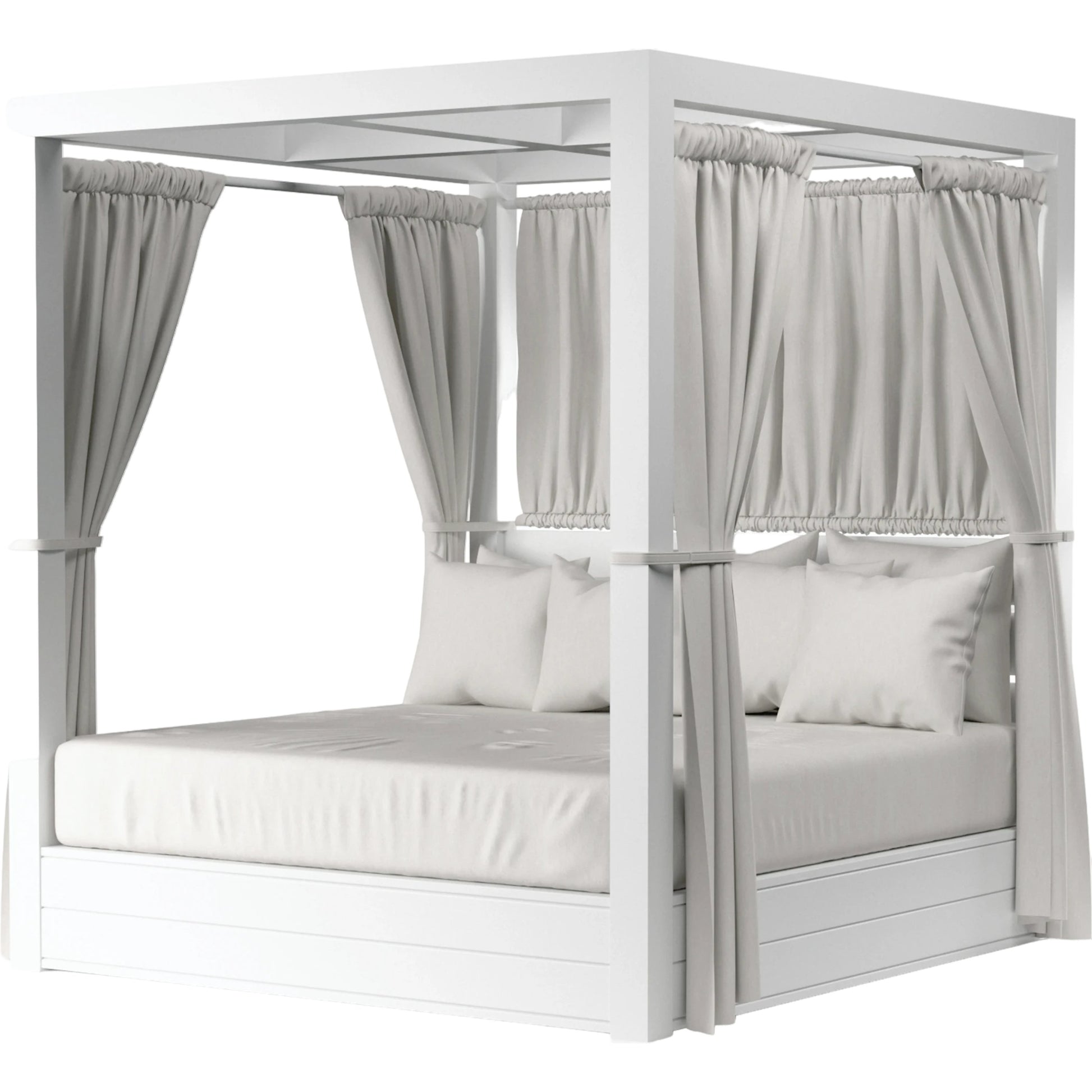 Newport Outdoor Resort King Daybed by Sunset West in whites/creams/beiges. Made from aluminum in a modern style.