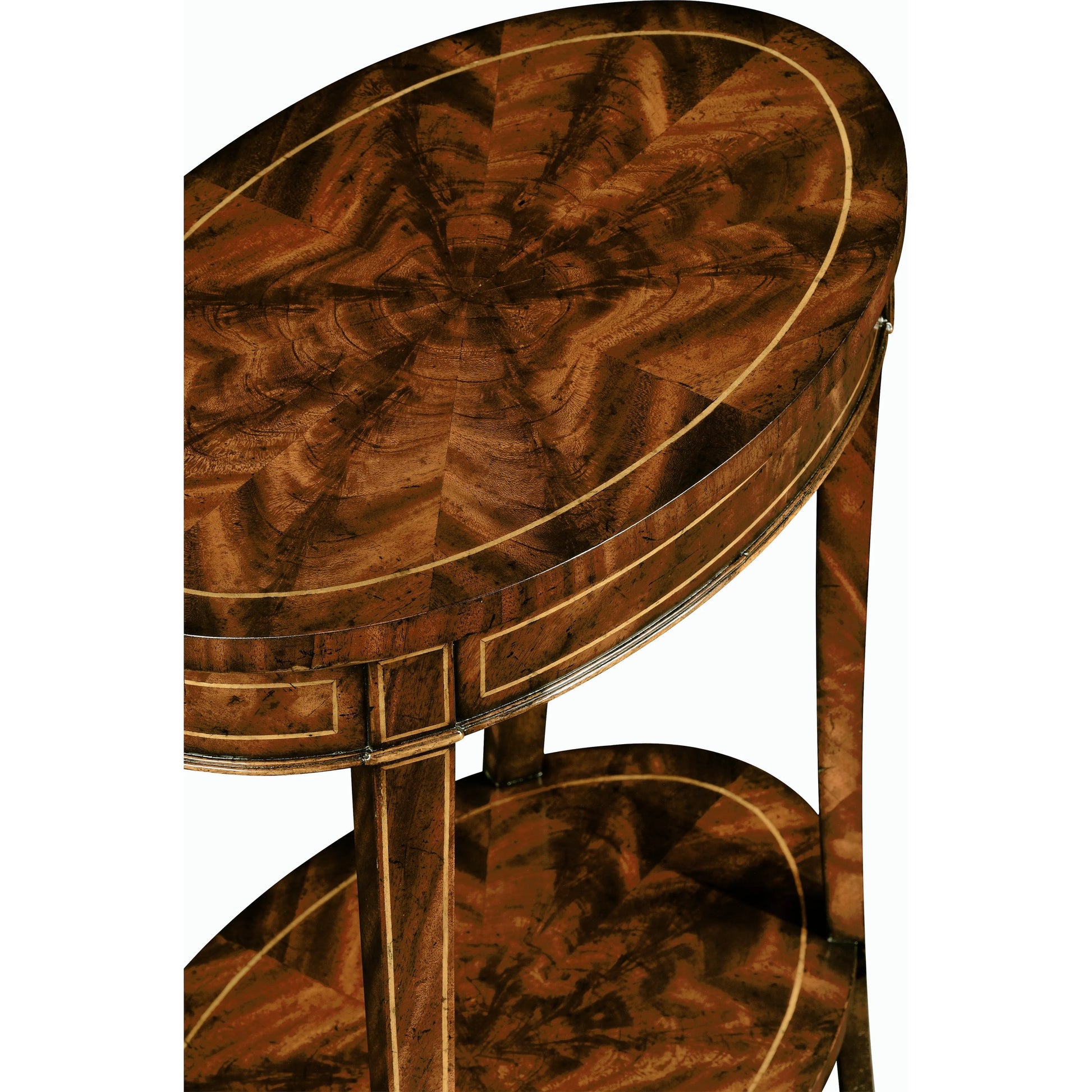 Sherwood Oak Mahogany Oval Lamp Table by Jonathan Charles in brown and light antique mahogany. Made from acacia in a traditional style.