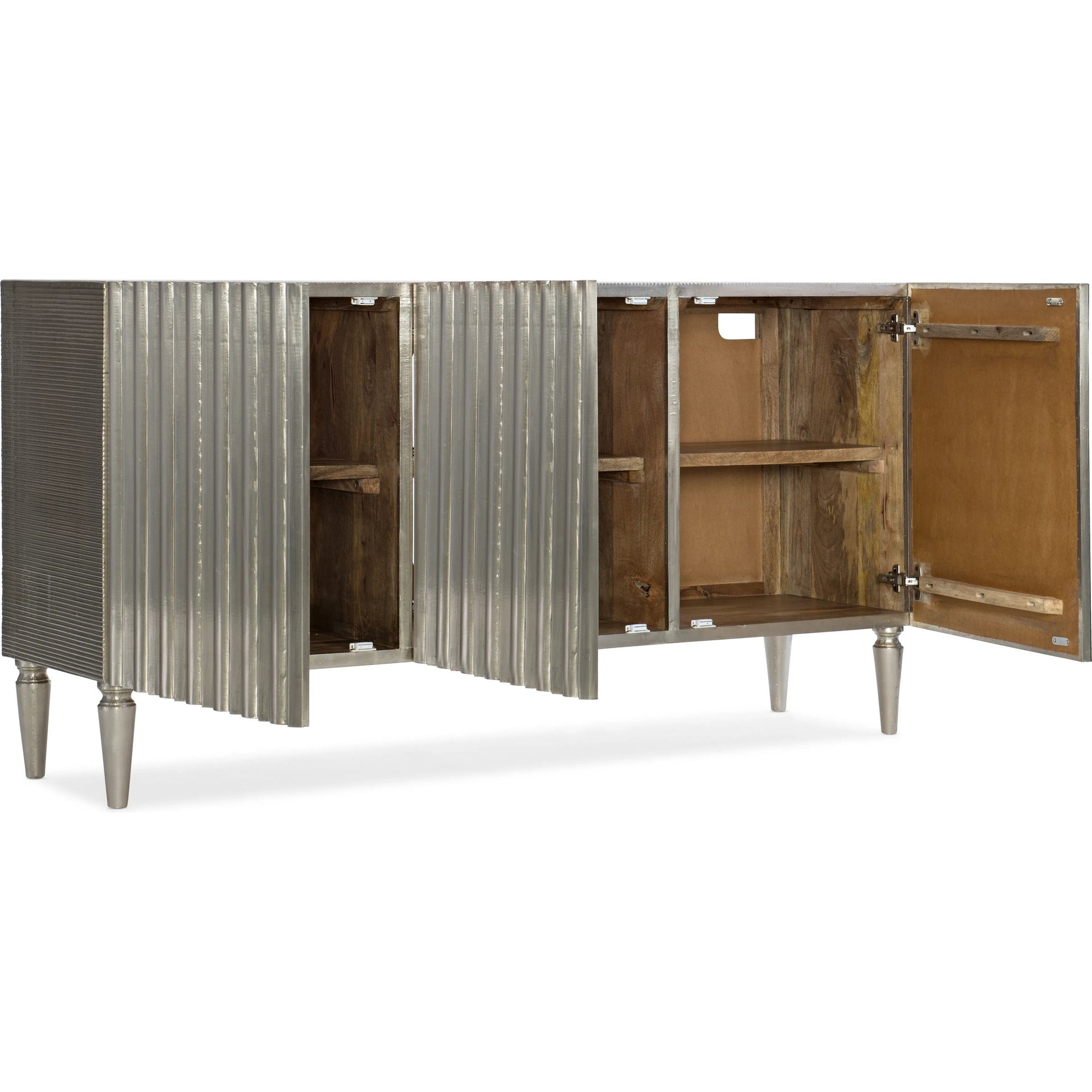 German Silver Entertainment Console by Hooker Furniture in german silver foil. Made from unique in a modern style.