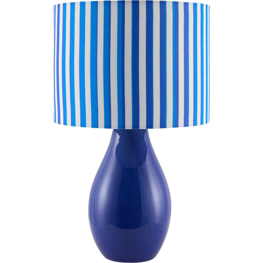 Melbu Accent Table Lamp Striped Shade by Livabliss in glazed. Made from ceramic, linen, polyester in a eclectic & global style.