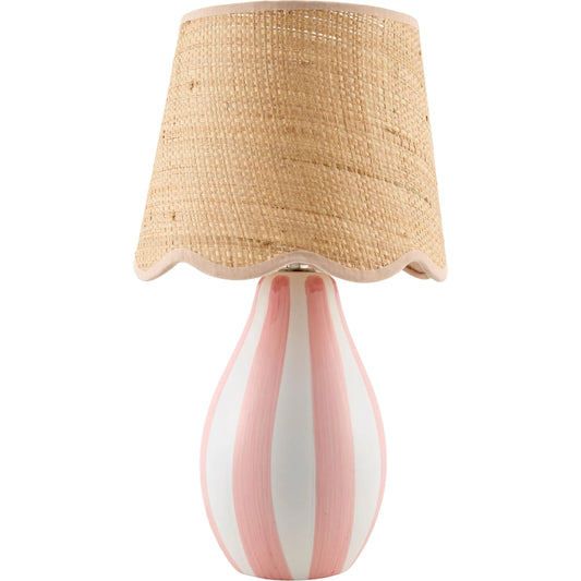 Melbu Accent Table Lamp by Livabliss in hand painted. Made from ceramic, seagrass, polyester in a unique style.