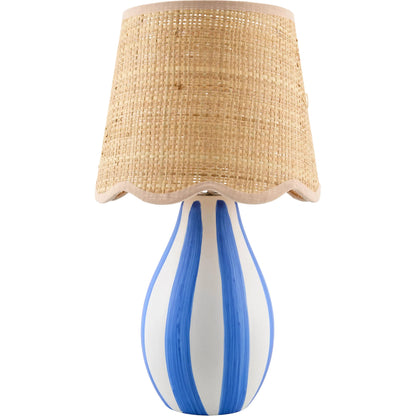 Melbu Accent Table Lamp by Livabliss in hand painted. Made from ceramic, seagrass, polyester in a unique style.