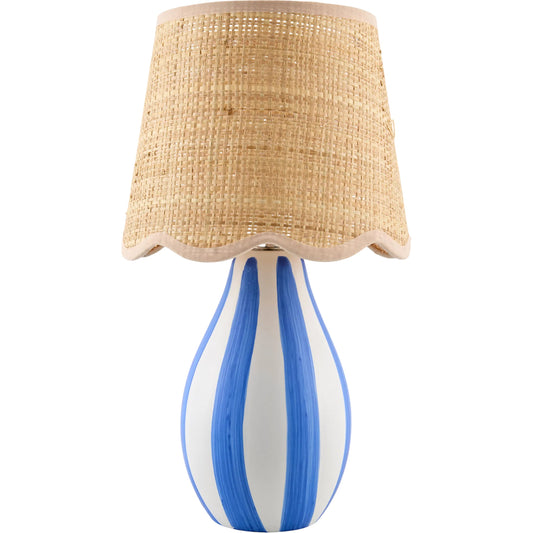 Melbu Accent Table Lamp by Livabliss in hand painted. Made from ceramic, seagrass, polyester in a unique style.