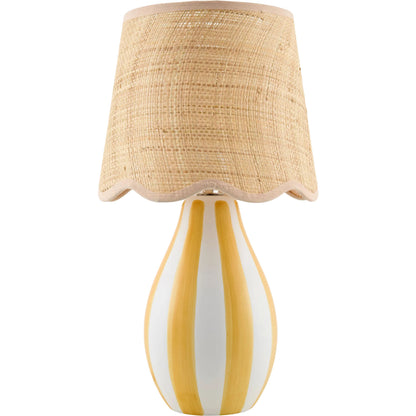 Melbu Accent Table Lamp by Livabliss in hand painted. Made from ceramic, seagrass, polyester in a unique style.