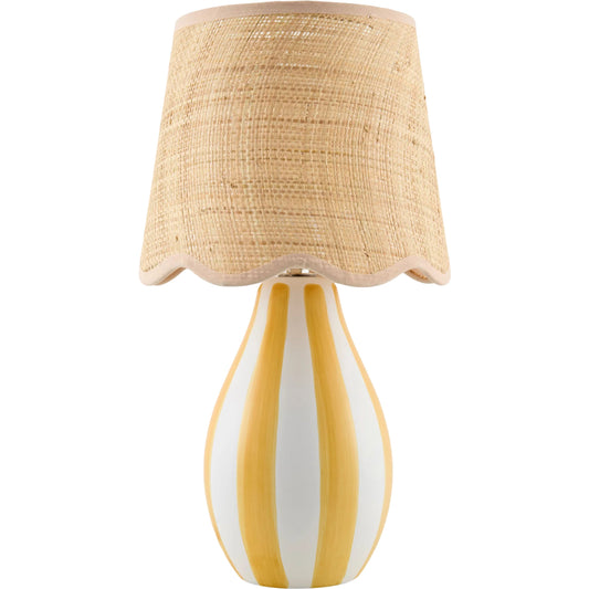 Melbu Accent Table Lamp by Livabliss in hand painted. Made from ceramic, seagrass, polyester in a unique style.