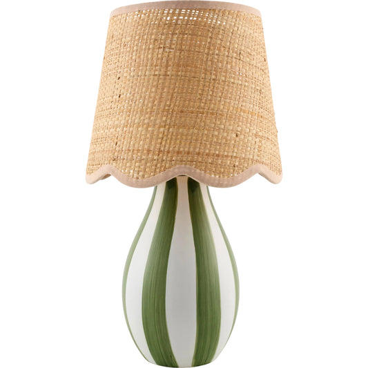 Melbu Accent Table Lamp by Livabliss in hand painted. Made from ceramic, seagrass, polyester in a unique style.